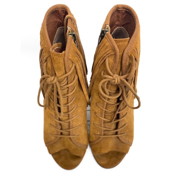 Steve Madden Newporte Fringe Western‎ Ankle Bootie Chestnut Suede Size 6 Boho - Picture 5 of 10